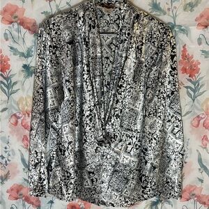 Vintage Floral Black and White Women's Top